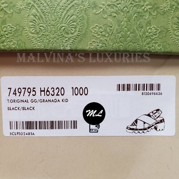 GUCCI SHOES BLACK GG SUPREME CANVAS CHUNKY LUG SOLE SANDALS - Picture 15 of 15